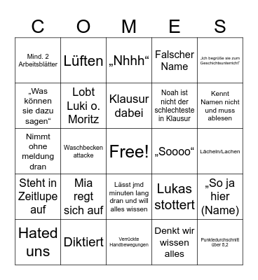 Geschi GK Bingo Card