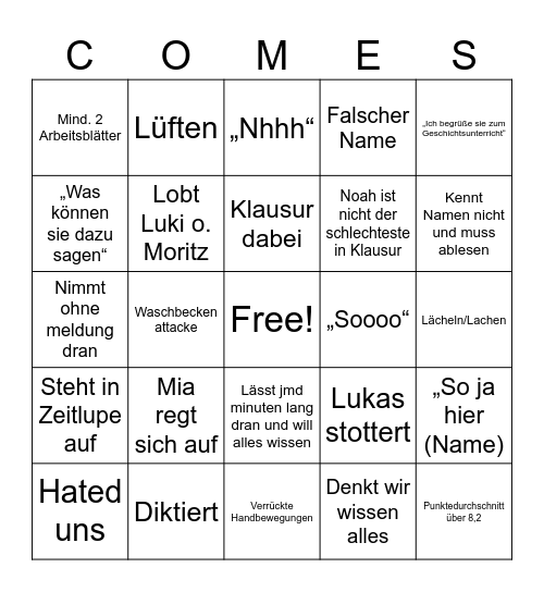 Geschi GK Bingo Card