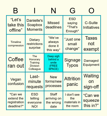 Pet Peeve Bingo Card