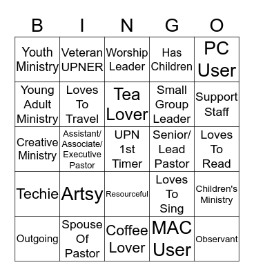 United Pastors Network 2013 Bingo Card