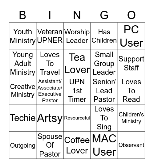 United Pastors Network 2013 Bingo Card