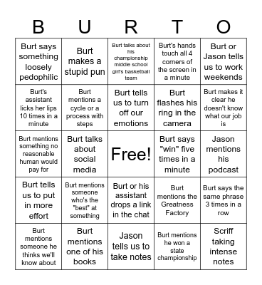 BURT-O Bingo Card