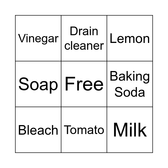 Acids and Bases Bingo Card
