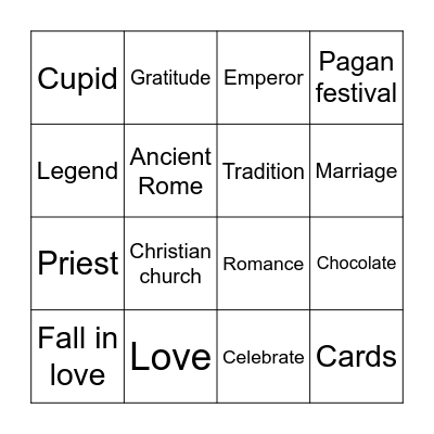 Valentine's Day Bingo Card