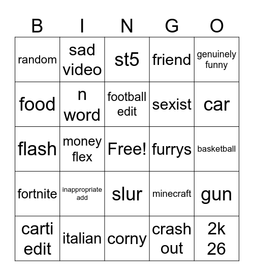 tiktok bingo Card