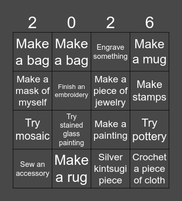 Life is short, Art is infinite Bingo Card