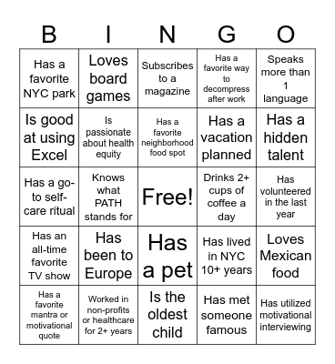 Shared SPOC Day Bingo Card