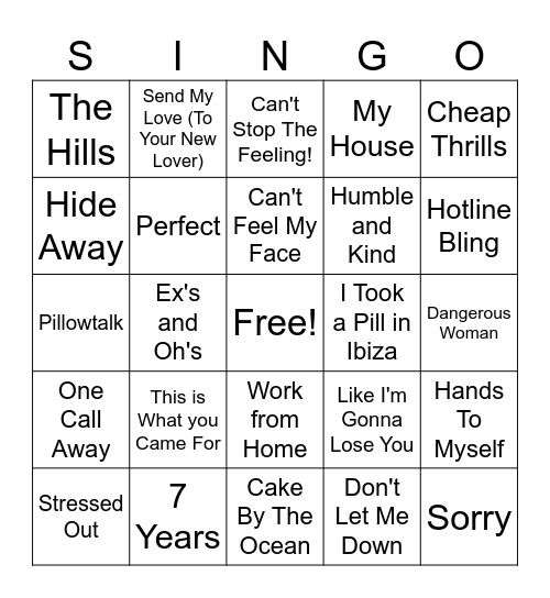 SINGO 2016 Bingo Card