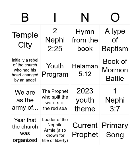Scripture Bingo Card