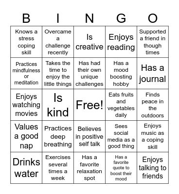 Mental Health Summit Bingo Card