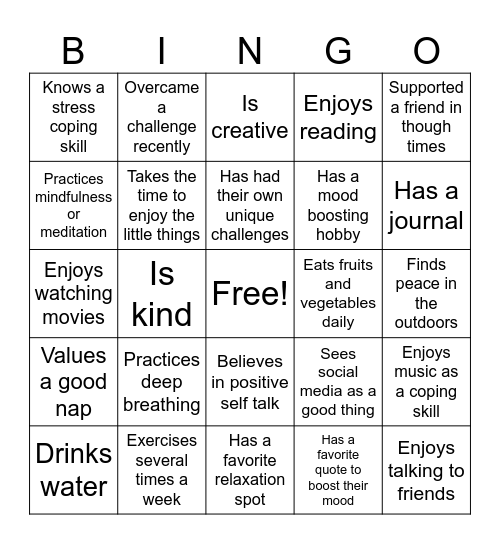 Mental Health Summit Bingo Card