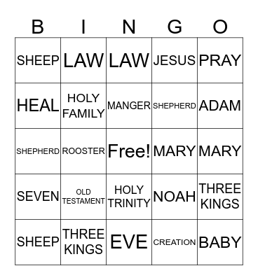 BIBLE BINGO Card