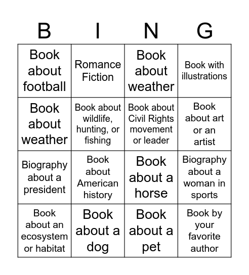 February Bingo Card