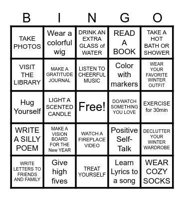 Winter Self-Care BINGO Card