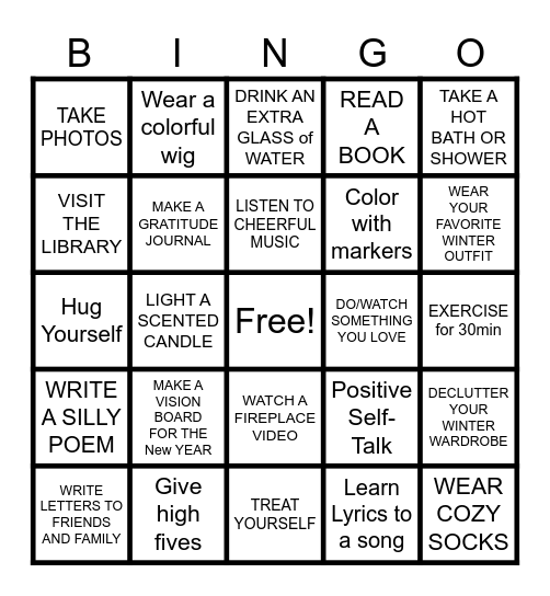 Winter Self-Care BINGO Card