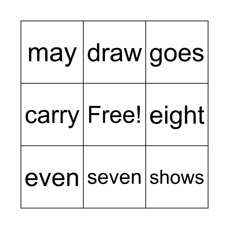 Module 6 Week 3 HFW Lingo Bingo Card
