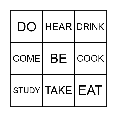 Past Tense Bingo Card