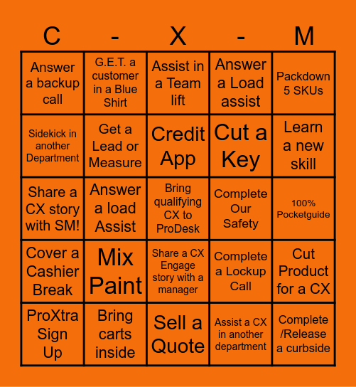 CXM Bingo Card