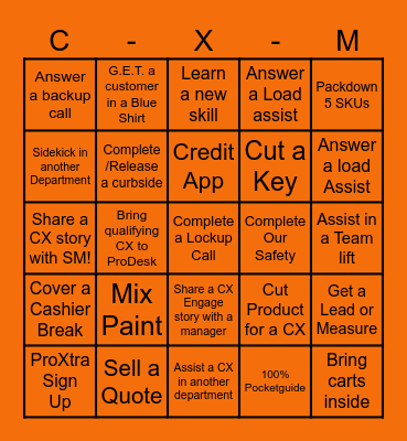 CXM Bingo Card