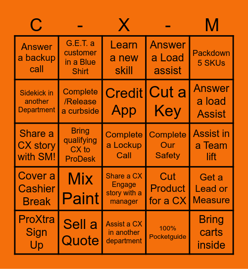 CXM Bingo Card