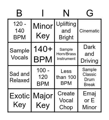Producer Bingo Card