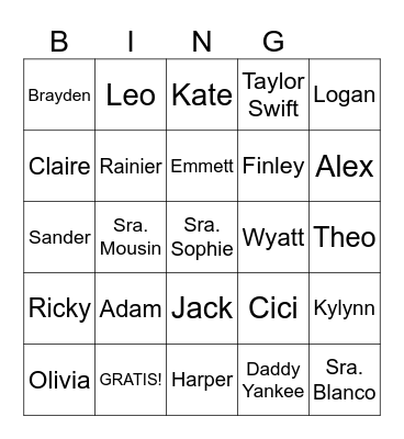 7B Trivia Bingo Card