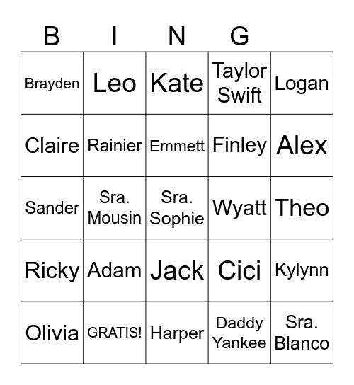 7B Trivia Bingo Card