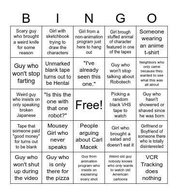 1994 CAI Anime Watch Night Bingo! Bingo Card