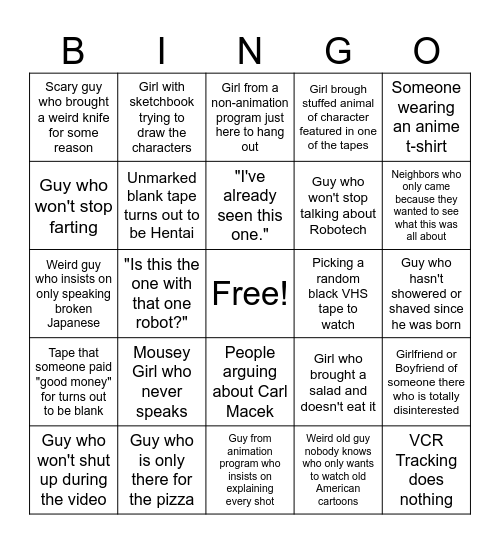 1994 CAI Anime Watch Night Bingo! Bingo Card