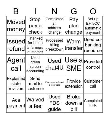 Y-Jacking Bingo Card