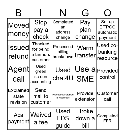 Y-Jacking Bingo Card