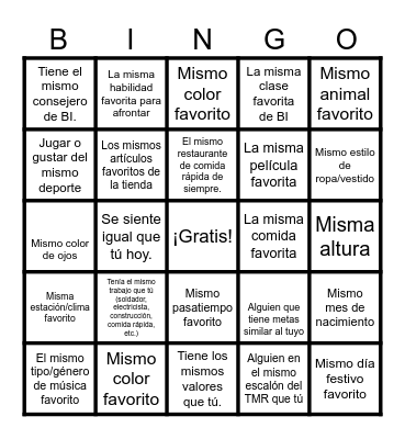 Bingo de Conexión GEO Bingo Card