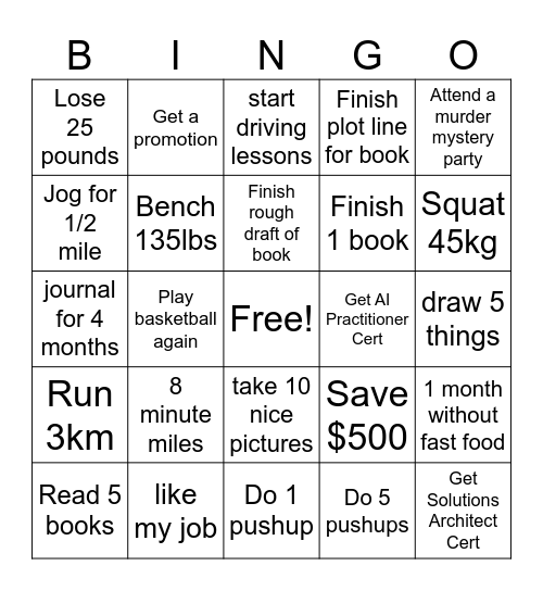 2026 Bingo Card