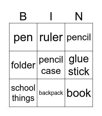 At school Bingo Card