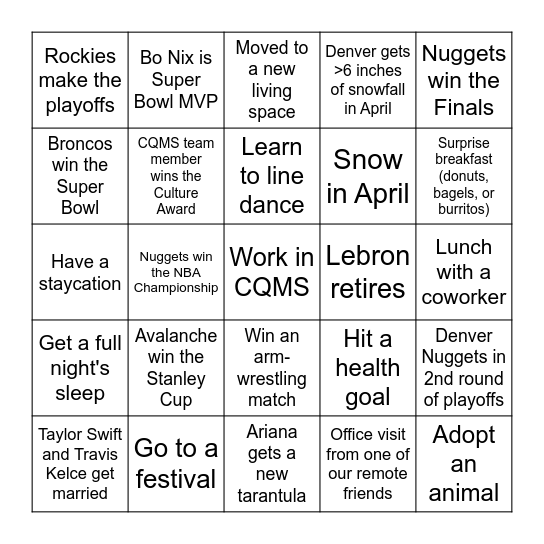2026 BINGO Card
