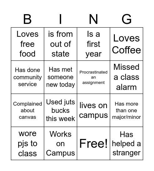 Human Bingo Card