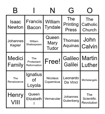 Module 6 Early Modern Europe Bingo Card