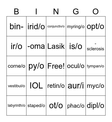 Ch 12 & 13 Med Term Bingo Card