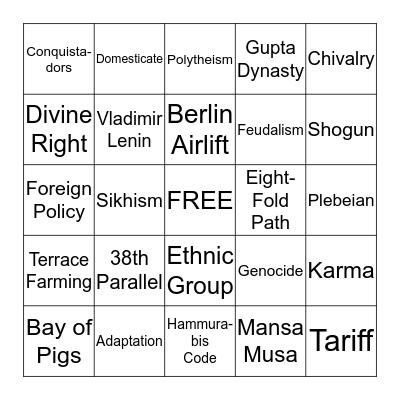 Global II Bingo Card