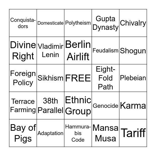 Global II Bingo Card