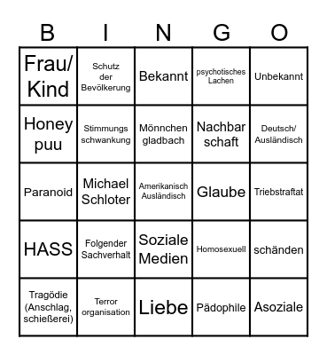 Schloter Bingo Card