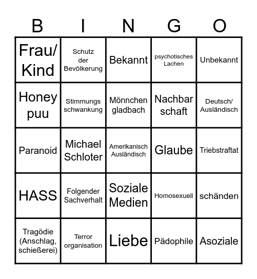 Schloter Bingo Card