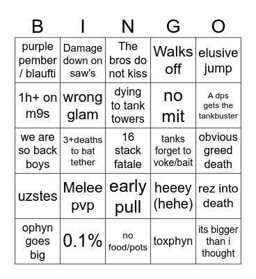 M9&M10 Bingo Card