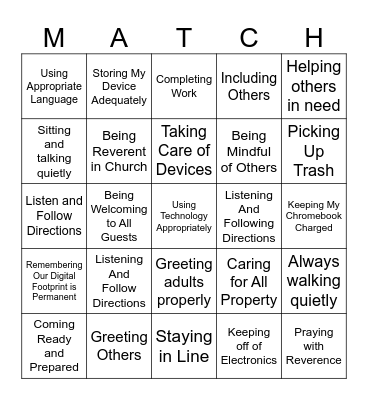 PBIS! AVENGERS ASSEMBLY Bingo Card