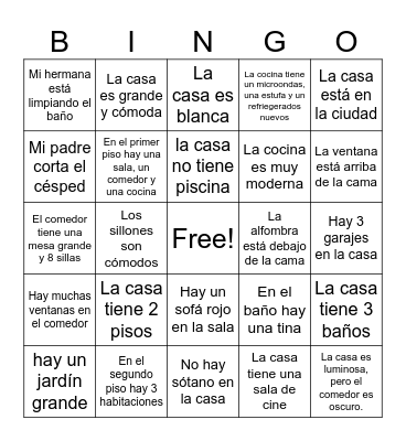 La Casa - Descripciones Bingo Card