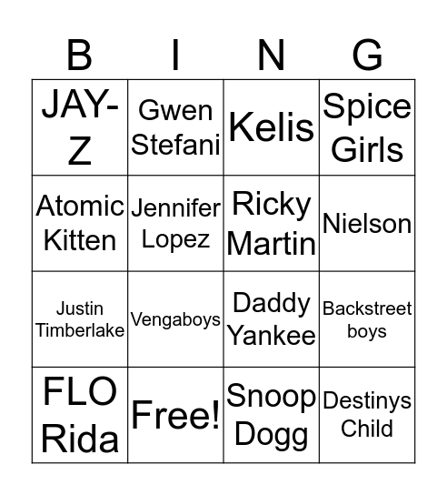 Foute muziek BINGO! Bingo Card