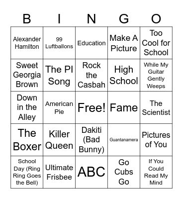 4 A's: Academics, Activities, Arts & Athletics Bingo Card