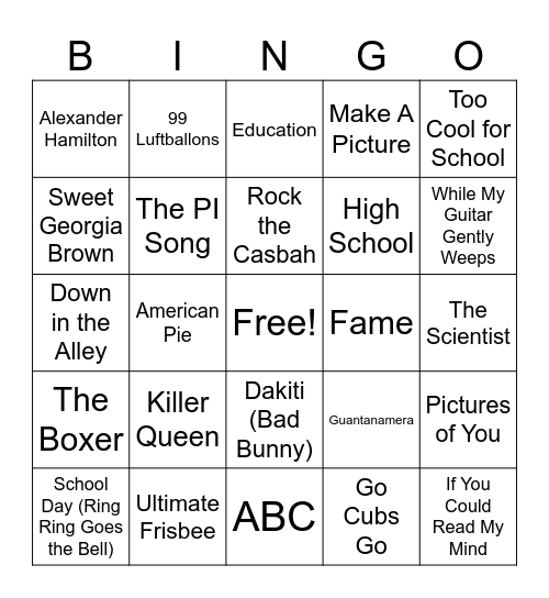 4 A's: Academics, Activities, Arts & Athletics Bingo Card