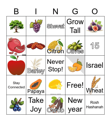 15 Shevat Bingo Card