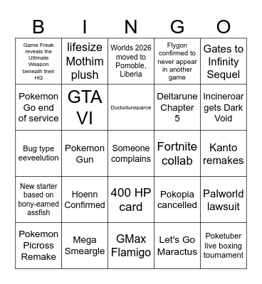 Pokemon Day 2026 Bingo Card